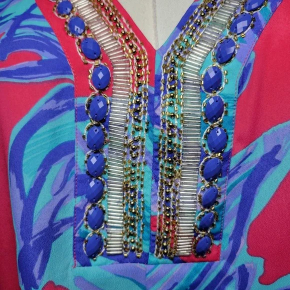 Lilly Pulitzer Embellished Swim Beach Cover-Up Size Small Coastal Resort Wear